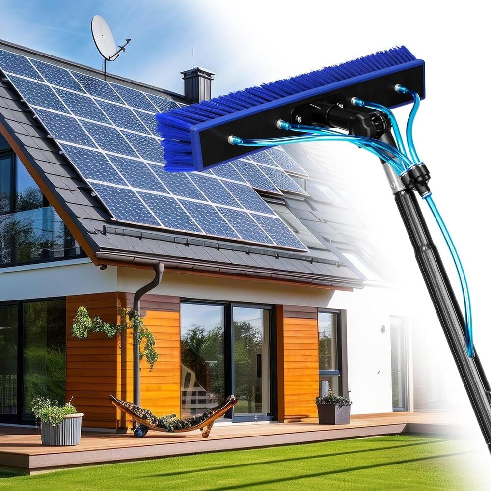 40FT Adjustable Water Fed Pole Kit Window Solar Panel Cleaning Brush and Pole